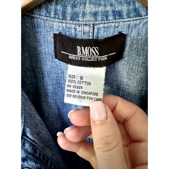 Vintage B Moss 90s Denim Button Down Dress - Picture 3 of 4